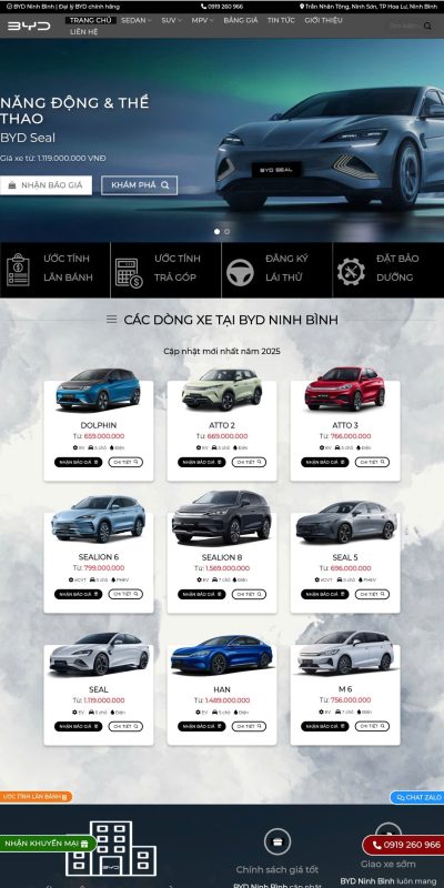 thiết kế website xe điện byd
