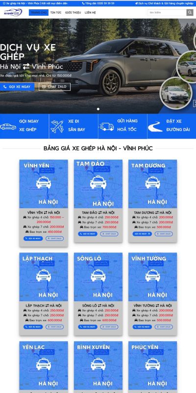 thiết kế website chạy xe ghép
