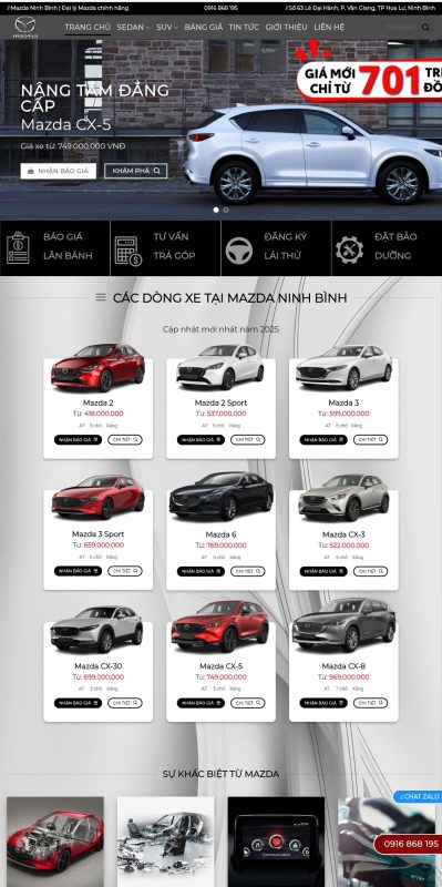 thiết kế website xe mazda