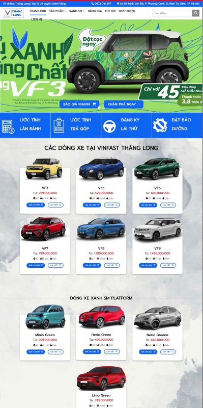 thiết kế website xe điện ô tô vinfast