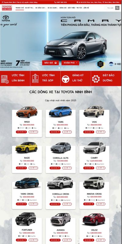 thiết kế website xe toyota